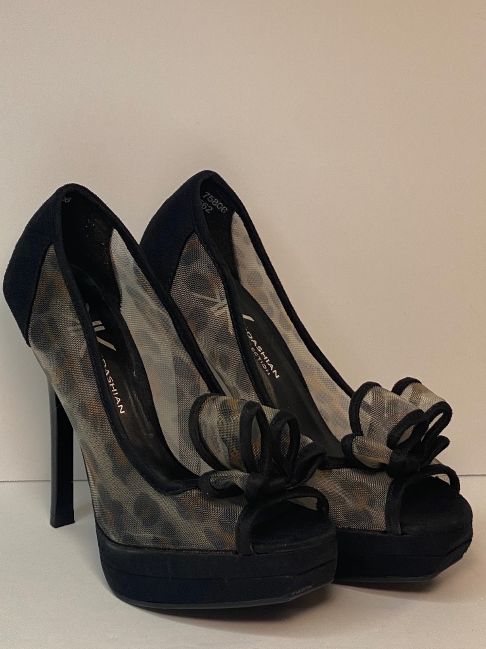 Kardashian Women's Miami Leopard Black Stiletto Heels Size 6 NEW NO BOX